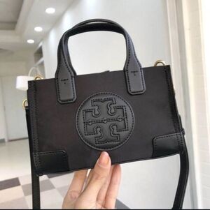NWT Tory Burch 147848 Mini Ella Nylon Tote Crossbody In Black